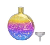 iBasingo Petaca de titanio de 180 ml, multicolor, portátil, redonda, botella de vino y whisky con embudo, a prueba de fugas, petaca para alcohol, ligera para viajes, senderismo, sin revestimiento