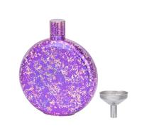 iBasingo Petaca de titanio de 180 ml, multicolor, portátil, redonda, botella de vino y whisky con embudo, a prueba de fugas, petaca para alcohol, ligera para viajes, senderismo, sin revestimiento