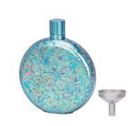 iBasingo Petaca de titanio de 180 ml, multicolor, portátil, redonda, botella de vino y whisky con embudo, a prueba de fugas, petaca para alcohol, ligera para viajes, senderismo, sin revestimiento
