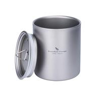 iBasingo Taza de titanio de doble pared de 350 ml con tapa, a prueba de quemaduras, duradera, ultraligera, para interiores, exteriores, camping, viajes, hogar, oficina, uso diario, Ti3022D