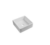 iBathUK Presto - Lavabo cuadrado para encimera, lavabo compacto para baño, lavabo de cerámica, 380 x 380 x 135 mm, color blanco