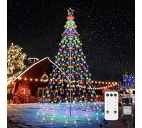 iBaycon Luces Navideñas Para Exteriores Con Estrella,3,87 m Multicolor | 568 Led 16 guirnaldas de luces Para Árbol De Navidad Con Control Remoto,8 Modos Timer,Navideña Para Jardín