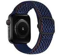 iBazal Nylon Solo Loop Banda Compatible con Apple Watch Correa 42mm 44mm 45mm 49mm Pulsera Reemplazo para iWatch Series Ultra 2 SE 2 Series 9 8 7 6 5 4 3 2 1 Woven Band - Azul Marino 42/44/45/49