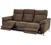 Ibbe Design Sofá Reclinable con Función Relax Eléctrico con Reposapiés Marrón 3 Plazas Selesta Tapizado en Tela Sillas Sillón de Salón Sala de Estar, 222x96x101 cm
