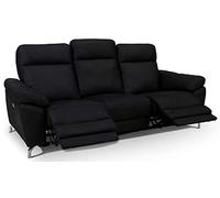 Ibbe Design Sofá Reclinable con Función Relax Eléctrico con Reposapiés Negro 3 Plazas Selesta Tapizado en Tela Sillas Sillón de Salón Sala de Estar, 222x96x101 cm
