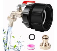IBC,Accesorio para depósito de agua de lluvia (1/2 pulgadas, latón fino, adaptador Ibc Valve para S60x6, depósito de agua de 1000 L, conector de manguera, repuesto para tanque de agua de lluvia Ibc