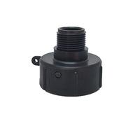 IBC - Adaptador de depósito Supertool de 1000 L, 60 mm, adaptador de manguera de jardín, adaptador de manguera de plástico negro (1 pulgada 25 mm)