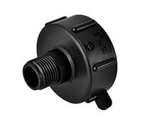 IBC - Adaptador de drenaje de tanque de 2 pulgadas de rosca fina a manguera de jardín de 3/4 pulgadas, material HDPE, negro, para contenedores IBC de 275-330 G