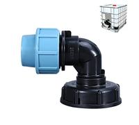 IBC - Adaptador de grifo para tanque de agua, adaptador de drenaje de barril de tope de conector rápido, entrada S60 x 6 rosca gruesa (32 mm, salida en forma de L)