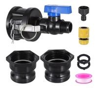 IBC - Adaptador de tanque S60x6 a 2 Cam Lock para conexión de manguera de jardín, válvula de polipropileno para tanques de almacenamiento de agua, estándar del Reino Unido, color negro