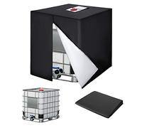IBC Cubierta para Depósito de Agua 1000 litros, 420D Funda Depósito Agua, Antipolvo Anti UV Protección Deposito Agua Lluvia con Cremallera, 120 x 100 x 116 cm, Negro