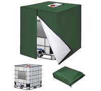 IBC Cubierta para Depósito de Agua 1000 litros, 420D Funda Depósito Agua, Antipolvo Anti UV Protección Deposito Agua Lluvia con Cremallera, 120 x 100 x 116 cm, Verde