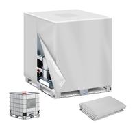 IBC - Cubierta para depósito de agua IBC de 1000 L, accesorios para depósito de agua, lona protectora antipolvo, antiUV, para depósito de agua de lluvia de 1000 L, color gris claro 120 x 116 x 100 cm