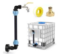 IBC cuello de cisne 3/4" grifo de salida, accesorios para tanque IBC, S60 x 6 grifo de paso, longitud total 51 cm, cuello de cisne IBC, para accesorios de tanque de agua de 1000 litros