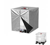 IBC - Funda para tanque de agua de 1000 L, 120 x 100 x 116 cm, impermeable, tela Oxford 210D, cubierta para tanque IBC antinieve, resistente al viento, anti-UV, con cremallera, gancho y bucle (plata)