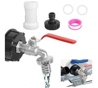 Ibc Grifo de Salida de 3/4 de Pulgada, Adaptador Bidón 1000 L, Adaptador para Tanque de Agua, Grifo del Tanque IBC