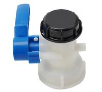 IBC - Válvula de drenaje de contenedor de 60 mm S60 x 6 rosca gruesa con tuerca de unión fija para tanques de almacenamiento de agua y barriles de lluvia, mango azul, tapa negra