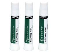 IBD 5 Second Nail Wrap Glue (3 x 2 g) - Fabricado en Estados Unidos - Adhesivo de 5 segundos para reparación de uñas, extra fuerte y de secado rápido