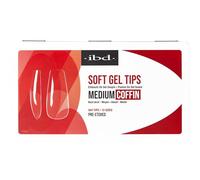 IBD Soft Gel Tips Medium Coffin - 504 unidades, 12 tamaños - Fabricado en Estados Unidos - Puntas de uñas transparentes - Punta de gel suave para extensión de uñas - Forma de ataúd medio