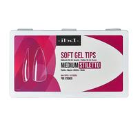IBD Soft Gel Tips Medium Stiletto - 504 unidades - 12 tamaños - Fabricado en Estados Unidos - Puntas de uñas transparentes - Punta de gel suave para extensión de uñas - Forma media de aguja