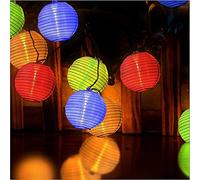 Ibello Farolillos Guirnaldas Luces Exterior Solar Impermeable 20 led Multicolor 3.2 metros blanco cálido Guirnalda luminosa para fiestas, bar, jardín