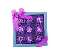 Ibely 1pack Floral Scented Bath Soap Rose Flower Petals Shaped Soap Plant Essential Oil Rose Soap Sweet Gift Set for Mother's Day(Purple)