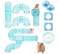 IBEQUEM 2 Juegos de Tubos para Hámster, Tubo Exterior Aventura Túnel para Hámster, Accesorios de Conexión Creativa DIY Transparente, Rueda para Hámster Mascota Ratón Hámster (Azul)