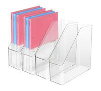 IBEQUEM 4 unidades de soporte para revistas de acrílico transparente, organizador de archivos verticales de plástico para revistas, soporte para revistas de acrílico, organizador de documentos de