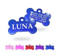 Ibera Gifts - Chapa Perro Grabada en Forma de Hueso, Placa Perro Personalizada para Perros y Gatos Grandes a Muy Grandes, XL, Tamaño 50 x 34 mm, Chapa Identificativa Perro y Gato (Azul)