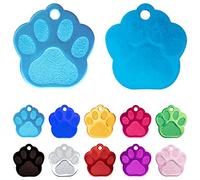 Ibera Gifts - Chapa Perro Grabada en Forma de Pata, Placa Perro Personalizada para Perros y Gatos Medianos y Grandes, Tamaño 35 mm x 35 mm, Chapa Identificativa Perro y Gato (Azul Clarito)