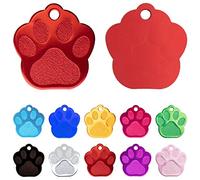 Ibera Gifts - Chapa Perro Grabada en Forma de Pata, Placa Perro Personalizada para Perros y Gatos Medianos y Grandes, Tamaño 35 mm x 35 mm, Chapa Identificativa Perro y Gato (Roja)