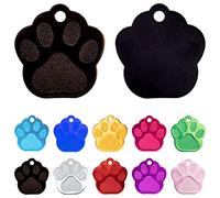 Ibera Gifts - Chapa Perro Grabada en Forma de Pata, Placa Perro Personalizada para Perros y Gatos Pequeños y Medianos, Tamaño 27 x 29 mm, Chapa Identificativa Perro y Gato (Negra)