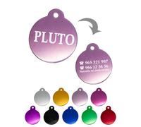 Ibera Gifts - Chapa Perro Grabada en Forma Redonda, Placa Perro Personalizada para Perros y Gatos Medianos a Grandes, Tamaño 30 x 30 mm, Chapa Identificativa Perro y Gato (Rosa)