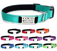 Ibera gifts - Collar Perro Personalizado con Nombre para Mascotas Medianas, Reflectante, Ajustable De 35 a 50 cm, Grabado Láser, Seguro y Cómodo (Turquesa, M Mediano)