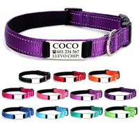 Ibera gifts - Collar Perro Personalizado con Nombre para Mascotas Medianas, Reflectante, Ajustable De 35 a 50 cm, Grabado Láser, Seguro y Cómodo (Lila, M Mediano)