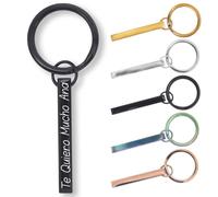 ibera gifts - Llavero personalizado rectangular de acero - Grabación en los 4 lados - Ideal para regalar a tu pareja, amigos, familia o niños - Acabado profesional (Negro)
