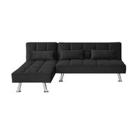 Ibera Sofá Cama Chaise Longue Noelia XS, 200x149cm - Funcionalidad y Estilo - Color Negro Terciopelo