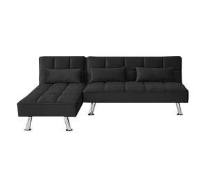 Ibera Sofá Cama Chaise Longue Noelia XS, 200x149cm - Funcionalidad y Estilo - Color Negro Terciopelo