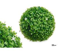 Ibergarden Bola Redonda 22 cm Hojas Verdes Flores Blancas Plástico Verde Blanco (Set de 8)