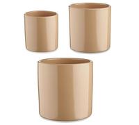 Ibergarden Set de Macetas 3 Piezas Ø 14 cm Ø 22 cm Ø 17 cm Cilindro Beige