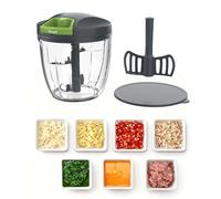 Ibergrif 900ml Picadora manual con cable - Portátil Picadora de Verduras con Cuchillas Inox, Paleta mezcladora, Base antideslizante, Sin BPA - Vegetable Chopper para Huevo Cebolla Frutos Secos Bebé