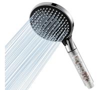 Ibergrif Cabezal de Ducha Filtrado - Panel 125mm - 3 Modos de Pulverización - Reduce Cal & Cloro - Alta Presión & Ahorro de Agua,M20226