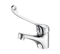 Ibergrif Bari Grifo de Lavabo, Mezclador Monomando con Maneta de Codo Higiénica, Plata, M11053