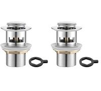 Ibergrif Click-Clack Desagüe Lavabo Universal con Rebosadero, Válvula Tapon para Bidés, Plata, M20503 (Paquete de 2)