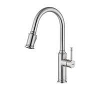Ibergrif M22132, Grifo de Cocina con Teleducha Extraíble, Mezclador de Fregadero con Dos Chorros(3/8"), Niquel Pulido