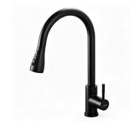 Ibergrif M22136B Grifo Cocina Extraible, Mezclador de Fregadero con 3 Modos, Rotación de 360 grados, Cold Start, Ahorro de Energía, Latón, Negro