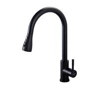 Ibergrif M22136B Grifo Cocina Extraible, Mezclador de Fregadero con 3 Modos, Rotación de 360 grados, Cold Start, Ahorro de Energía, Latón, Negro