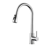 Ibergrif M22136 Grifo de Cocina Monomando Extraíble, Mezclador de Fregadero con 3 Modos, Rotación de 360°, Cold Start, 10 % de Ahorro de Energía, Latón, Cromado