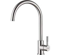 Ibergrif, Grifo de Cocina con Caño Alto, Grifo para Fregadero Monomando, Acero Inoxidable Cepillado