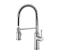 Ibergrif, Grifo de Cocina con Teleducha Extraíble, Mezclador Monomando Fregadero, Niquel Pulido